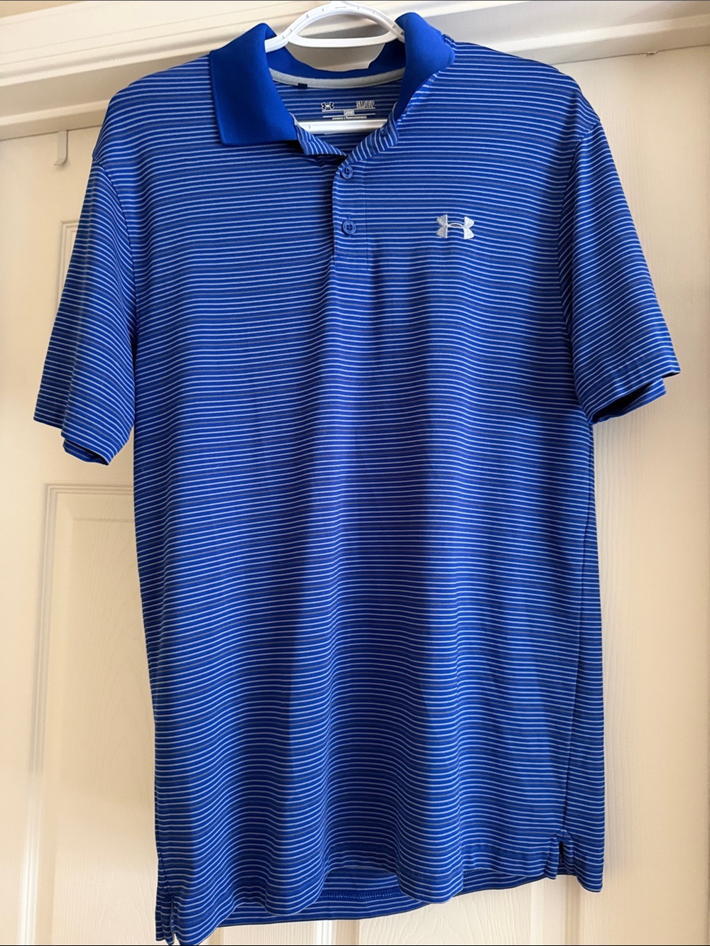 Under Armour Royal Blue & White Striped Polo